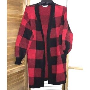 Time And True Sweater Size Extra Small Long Line with Pockets Red Black